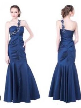 NWT Caché Deep Blue Jeweled Grecian-style gown